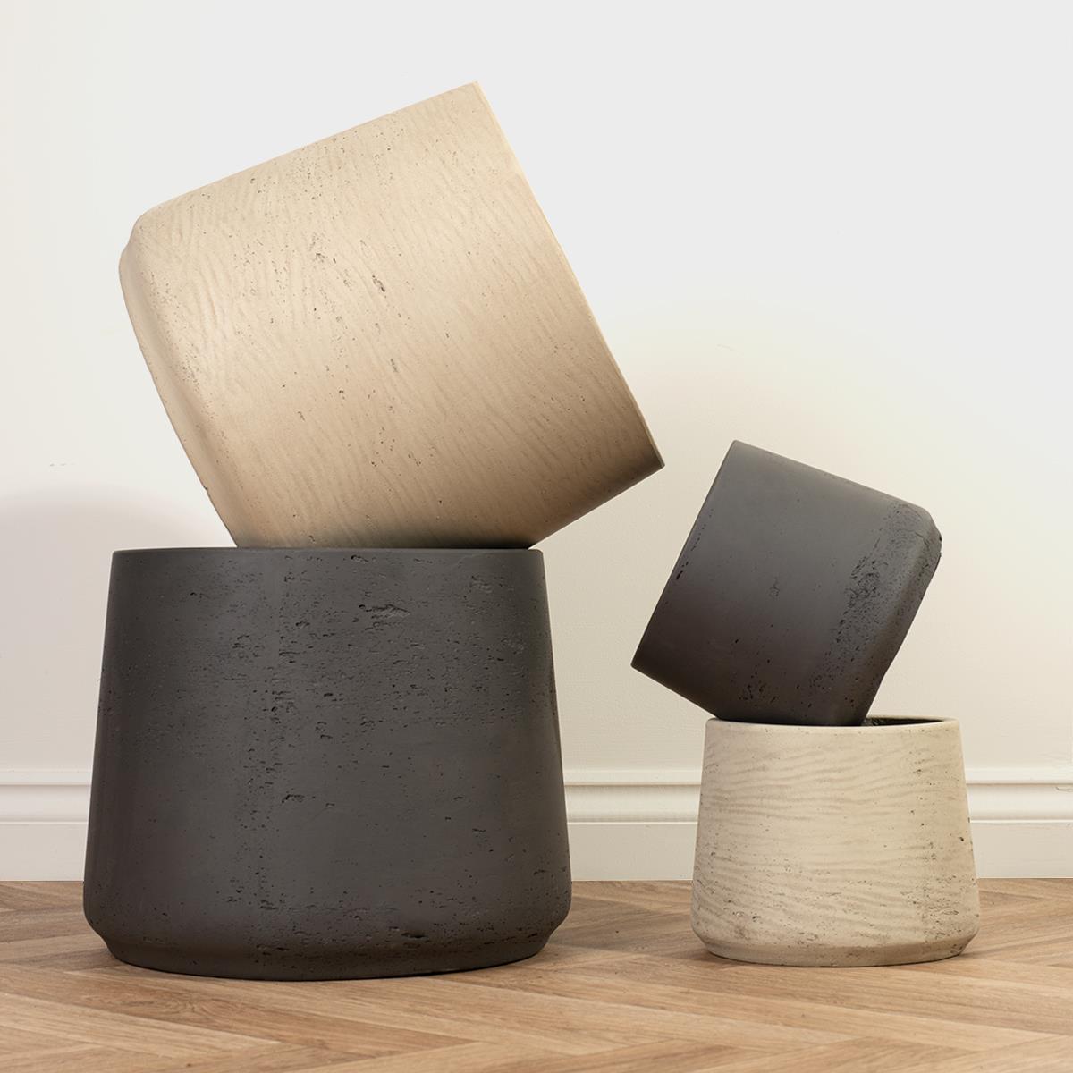 Addison Plant Pot Grey and Black Large and Small