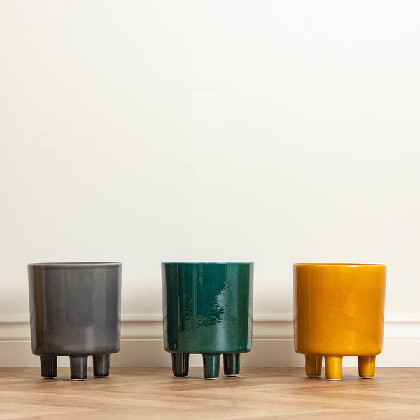 Bailey Ceramic Pot in grey, green and mustard